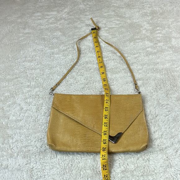 Vintage 80s Mr. M of New York Faux snakeskin yellow envelope shoulder bag purse - Picture 3 of 10